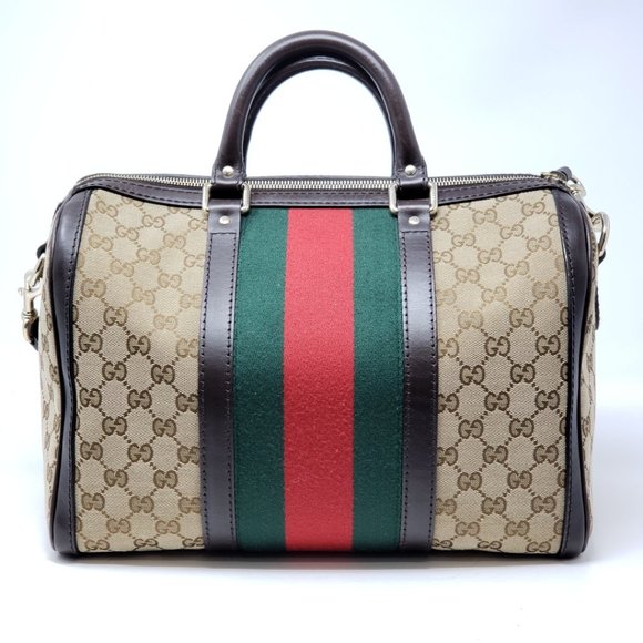 Gucci Boston Vintage Canvas Brown Satchel Bag - Picture 3 of 15